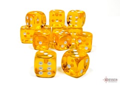 Translucent Yellow/white 16mm d6 Dice Block (12 dice) - CHX23602